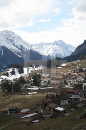 Blick auf Ftan im Unterengadin, Schweiz